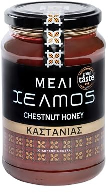 Helmos Miel de Castaño Griega 480 g | Miel Natural Premium de Grecia, Miel Pura de Castaño, Sabor Intenso y Aromático