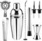 Juego de Coctelera, Mezzar 8 Piezas Kit de Cocktail de Profesionales, 750Ml Traje de Bartender Set de Cóctel de Acero Inoxidable, con Vasos de Medición Agitadores para Familias Bares Fiestas
