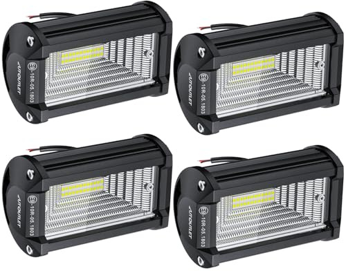 AUTOUTLET LED Arbeitsscheinwerfer, 24 LEDs Offroad Zusatzscheinwerfer 72W 6000LM Auto Scheinwerfer 12V-24V 6500K IP67 Wasserdicht Rückfahrscheinwerfer für SUV Truck Traktor LKW Bagger usw(4 Stück)
