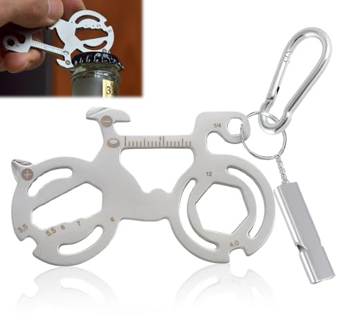DGUSO Multiutensile Portachiavi Bicicletta con Tubi in Alluminio 1 Pezzo 12 in 1 Attrezzo Multiutensile per Mountain Bike, Trekking, Campeggio