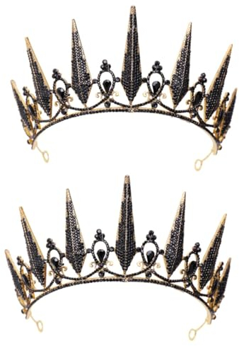 Ipetboom 2st Schwarze Haaraccessoires Kristallhochzeit Hochzeit Stirnband Hochzeitszubehör Barock Schwarzes Diadem Aus Strass Schwarze Tiara Haarband Braut Schal Europäisch Und Amerikanisch