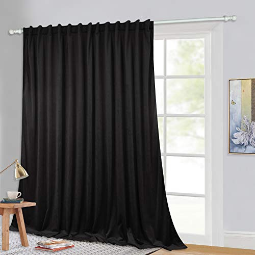 StangH Velvet Curtain Blackout Sliding Glass Door Panel for Living/Dining Room, 90 inches Long Black Backdrop Thermal Insulated for Studio/Theater Privacy Protect for Office, W100 x L90, 1 Panel | Extra Wide 90 Inches Long Black Backdrop Thermal Insulated for Studio/Theater Privacy Protect for Office, W100 x L90, 1 Panel