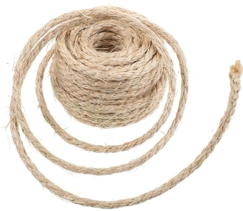 CIYODO Natural Sisal Hemp Rope 6mm x 10m Cat Tree Rope Replacement Sturdy Household Hemp Cord for Diy Cat Scratching Posts and Pads