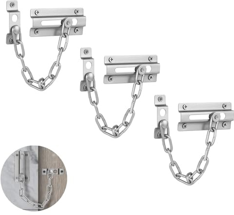 3 PCS Door Security Chain Front Door Lock Door Chain Lock Chain Lock for Door Anti Theft Home Safe Nickel Plated Door Locks with Screws Door Chain Internal Door Lock Door Chains for Front Door