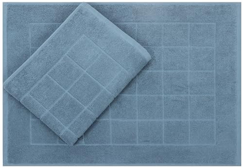 Betz 2 Stück Badvorleger Berlin Größe 50x70 cm 100% Baumwolle Badematte Badteppich Duschvorlage Qualität 650 g/m² Farbe taubenblau