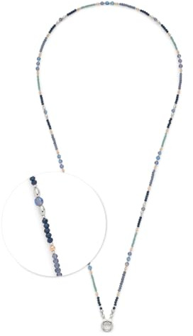 JEWELS BY LEONARDO Halskette Clip & Mix Natalina, lange Kette aus silberfarbenem Edelstahl, Glasperlen in blau- und türkistönen, 80-81,4 cm Länge, Schmuck Geschenk, 024368