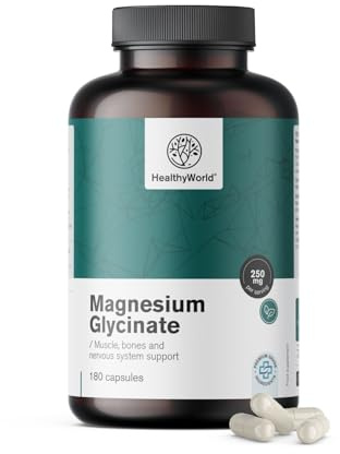 HealthyWorld Magnesiumglycinat 250 mg - 180 Pflanzenkapseln