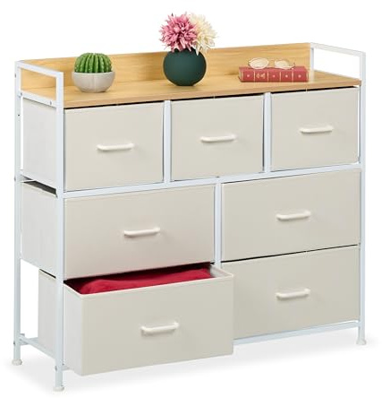 Relaxdays Kommode, HBT 85 x 100 x 30,5 cm, 7 Stoffschubladen, Flur, Schlafzimmer, Moderne Schubladenschrank, Farbwahl