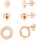 Loutade Silver Stud Earrings for Women, 3 Pairs S925 Rose Gold Ball/Flat Dot/Circle Stud Earrings Set for Multiple Piercing, Hypoallergenic Tiny Small Cartilage Sleeper Studs for Teens Girls