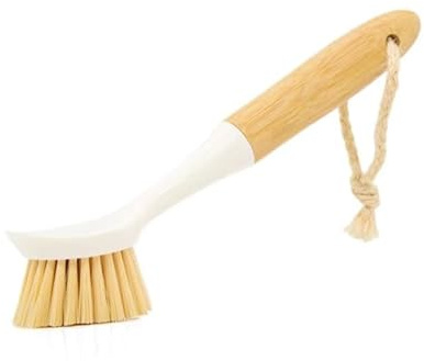 Afnax Dish Cleaning Brush with Handle Built in Scraper, Bamboo Scrubbing Brush for Pots, Pans, Dish Plates, Multiple cleaning, Kitchen Cleaning Sink