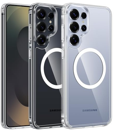 FNTCASE for Samsung Galaxy S25-Ultra Case: Clear Magnetic Military Grade Drop Protection Shockproof Anti Yellowing Cell Phone Cover - Slim Rugged Protective Bumper Transparent Cases(Clear)