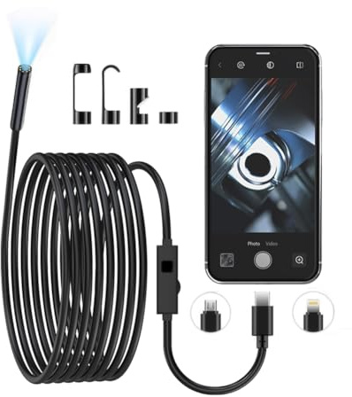 Endoskopkamera mit 1920P HD 8 LED-Lichtern, 7,9 mm IP67 wasserdichtes Rohr, Waschbeckenrohr, Endoskop, für iPhone, iPad und Android, 5 m