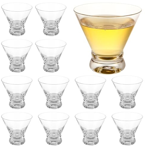 YAYODS Martini Glasses Set of 12, 8oz Short Stemless Martini Glass Cocktail Glasses Bulk for Bar, Martini, Cocktail, Whiskey, Margarita, Dessert