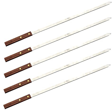 Milisten 5pièces Brochettes Barbecue Inox Avec Poignée Bois Brochettes Plates Anti-rotation Pour Viande Pique Bois Et Réutilisable Ustensiles Grill Adaptés Repas Famille Et Extérieur
