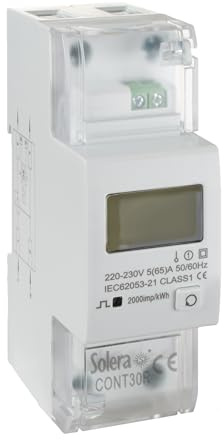 Solera® CONT30R Compteur monophasé, 2M, 230 V, 80 A, Classe 1, 5+1 chiffres, Reset, Sortie impulsions • 1 unité