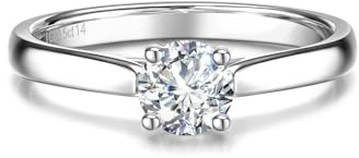 FANCIME 0,5 Karat Lab-Grown Diamant Ringe Damen, Solitär Diamant Ringe aus 925 Sterling Silber Verlobungsring Hochzeit Valentinstag Schmuck für Damen Frauen Sie (D-E Farbe, VS Clarity)
