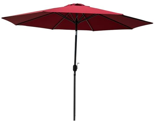 BAKAJI Ombrellone da Giardino Parasole 2.7 Metri per Balcone, Sistema Air Vent, Inclinazione Regolabile e Apertura Manovella, Rivestimento Anti UV Impermeabile per Mare, Terrazzo, Spiaggia (Bordeaux)
