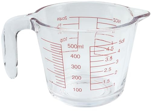 YGNNBC Vasos medidores de vidrio de 500 ml, vasos de cocina y hornear, vasos de agua biselados, transparentes, vasos de leche caliente, vasos de jugo recién exprimidos, batidores de huevos, medidores
