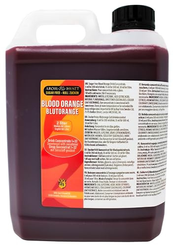 Aromhuset 2 Litres Blood-Orange Diluting Concentrate - Makes 66 L Drink - Zero Sugar & Highly Concentrated – Mixing Ratio 1:32 – Blood-Orange Diluting Juice Flavour Ready To Drink