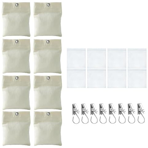 BOKIOESDE Lot de 8 Sacs de Sable pour tonnelles, 8 Poids pour Rideaux avec Pinces métalliques, Lot de 8 Sacs de Sable pour Fond de draperie