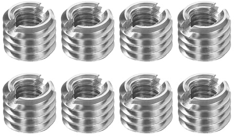 sourcing map Lot de 8 inserts filetés en acier inoxydable M5 x 0,8 mâle vers M3 x 0,5 femelle - Adaptateurs de filetage de 4 mm de long - Vis de réparation pour bois dur et tendre