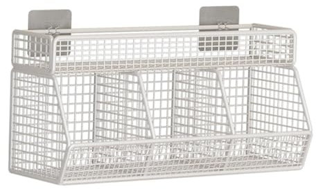 Cesta organizadora de pared para colgar en la cocina y sala de estar, 3 rejillas, construcción de alambre de metal
