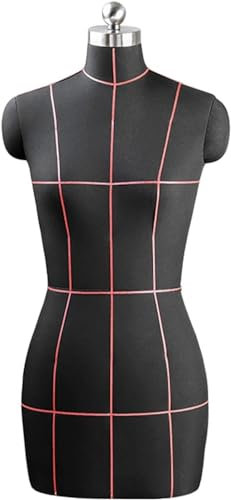 Nähen von Schaufensterpuppen for den Oberkörper, weibliches Schneidermodell im halben Maßstab in Übergröße mit magnetischen abnehmbaren Schultern, Schaumstoffrücken und Baumwollleinenstoff(Black,XXXL-