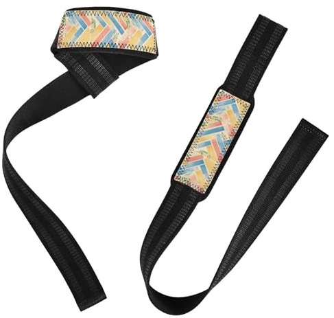 Dragonne de poignet rembourrée en néoprène pour entraînement, gym, dynamophilie, bodybuilding - Motif feuilles arc-en-ciel - 66 cm
