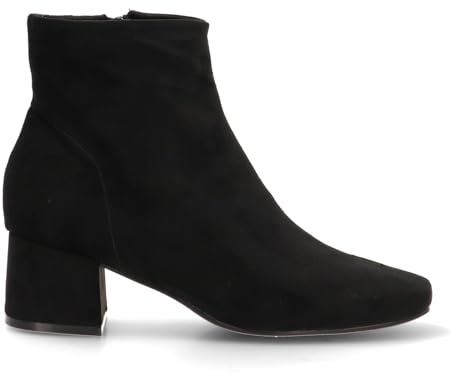 Etika Botines de Tacón Ancho para Mujer, Botín Estilo Chelsea con Panel Elástico y Cremallera, Tacón Cómodo de 5cm, Modelo 32014 Negro Antelina - 41