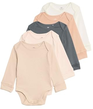 Marks & Spencer Lot de 5 bodys Pur coton à manches longues (jusqu’au 3 ans) 9-12 mois