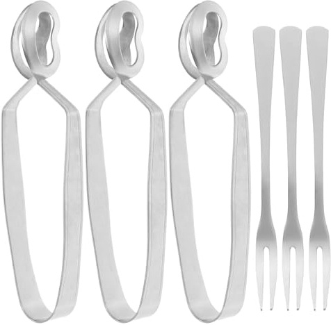 TOYZFRIENDY 3 ensembles Set Pinces et Fourchettes à Escargots Acier Inoxydable Résistantes Corrosion Légères et Durables Ustensiles pour Fruits de Mer Adaptés Maison et Restaurant