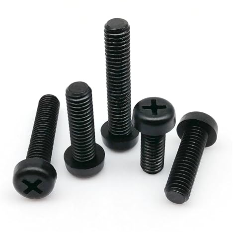 Tornillos de cabeza redonda con ranura en cruz, aislantes, de nailon negro, M2, M2.5, M3 y M4, longitud de 5-25 mm, 50 unidades(12mm,50pcs M3)