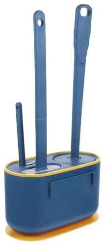 HANABASS Toilet Brush and Holder Set with Long Handle, Blue Bathroom Cleaning Tool for Deep Toilet Bowl Cleaning, Wall-mounted Storage, Small Gap Brush for Hygienic Loo Maintenance
