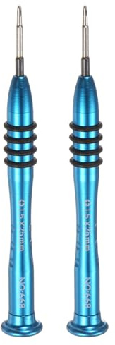 QUARKZMAN 2 Pezzi Cacciavite Phillips Di Precisione 1.5x25mm aimanté Blu | Con Impugnatura In Alluminio Antiscivolo, Per Occhiali Orologi Laptop Elettronica, A Testa Crociata, Mini Stile Penna