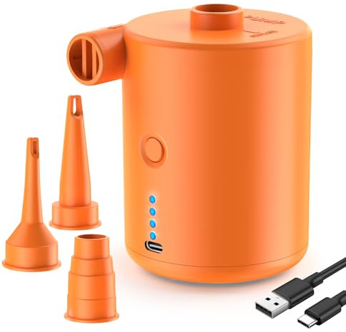 Electric Air Pump Portable Rechargeable: 4000mAh Air Pump for with Fast Inflating Compact Mini Air Bed Pump for Inflatable Swimming Pool Camping