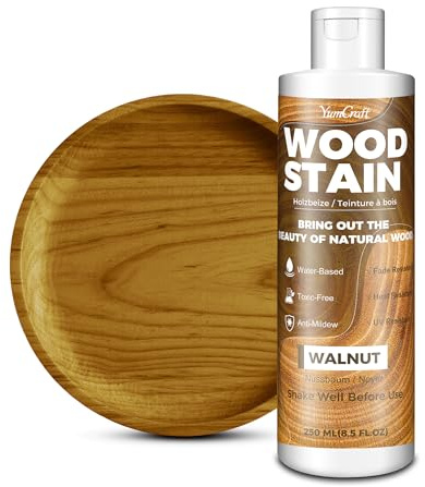 Holzbeize Walnuss 250ml Wasserbasierte Holzlasur, Innen & Außen für alle Holzarten, Möbel, Schränke, Türen, Fenster, Regale, Schnelltrocknend, Geruchsarm, Ungiftig, Einfach Aufzutragen, Matt Holzfarbe