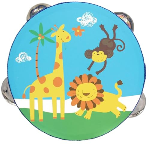 Tambourin pour Enfants Tambourin Portable en Bois pour Enfants avec jingles en métal Bébé éducatif Facile à Jouer avec Un Son Clair pour Les Jeunes Musiciens Animaux, bébé