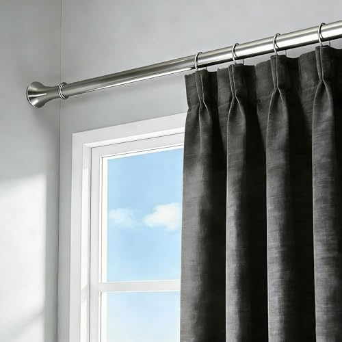 Bastone Tenda a Pressione Senza Forare, Bastone Telescopico Estensibile in Acciaio Inox, 40-500 cm, Ø32 mm, Asta per tenda per Bagno, Guardaroba, Finestra(Argento,110-190cm)