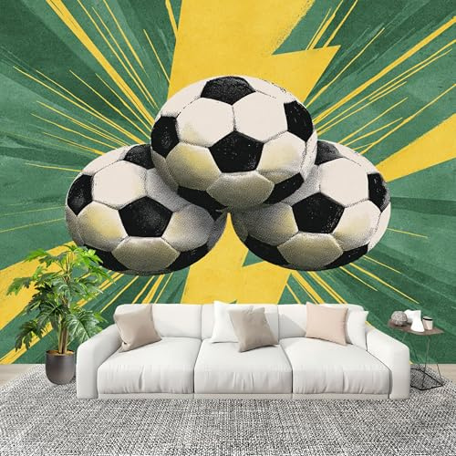 Sala de Estar Mural 250x175cm FúTbol PatróN TemáTico Tejido No Tejido Fotomurales Verde Mural Se aplica a Pared Panorámico Para Dormitorio TV Pared Murales Póster