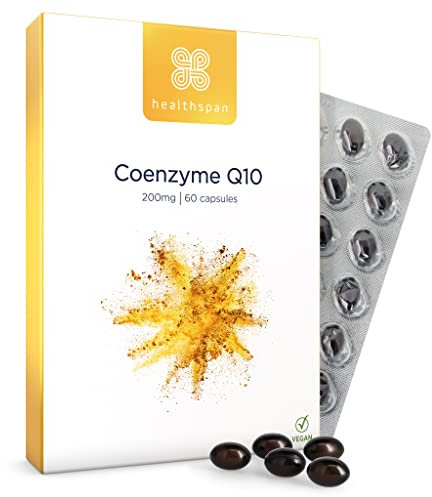 Healthspan Coenzyme Q10 200mg | 60 Capsules | Added Vitamin B1 | Heart Health & Energy Metabolism | Sunflower Oil Base | Vegan