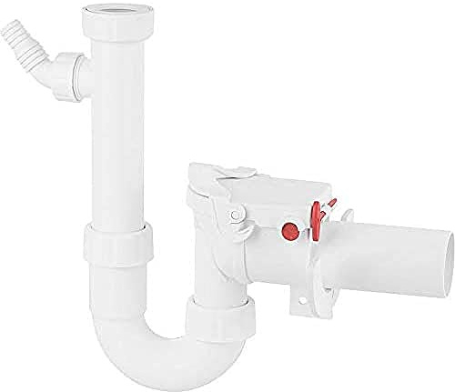 Sperrwerk Typ 5 DN 50 und PP-Siphon mit einem Kombi-Geräteanschluss 1 1/2'' und 1 1/4'' mit Rückstaudoppel- und Notverschluss