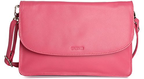 SADDLER Olivia Sac à Main ou Pochette à 3 Sections en Cuir Nappa Souple - Fuchsia