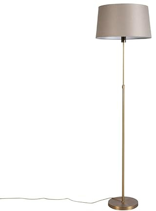 Qazqa country-rustic Stehleuchte mit Schirm, Stehlampe - Parte Fl - Taupe, max. 60W, Geeignet für LED, 173cm, Ideal als Flur, Küche lampe, Schlafzimmerlampe und Wohnzimmerlampe