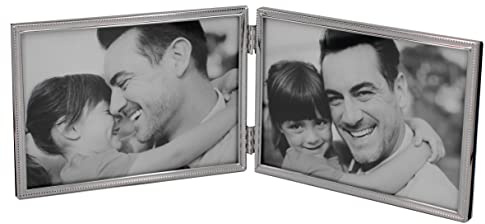 LEADEX Double Thin Edge Metal Picture Frame,Horizontal Standing,4 by 6 Inch,Velvet Back Simple Classic Styling (Silver)