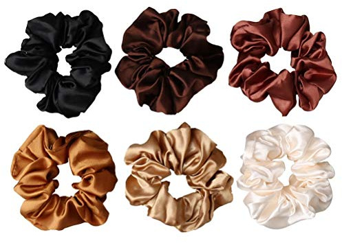 nuoshen 6 pcs Chouchous Élastiques à Cheveux en Satin Ties Cordes Chouchou Scrunchie Colorés pour Filles Femmes
