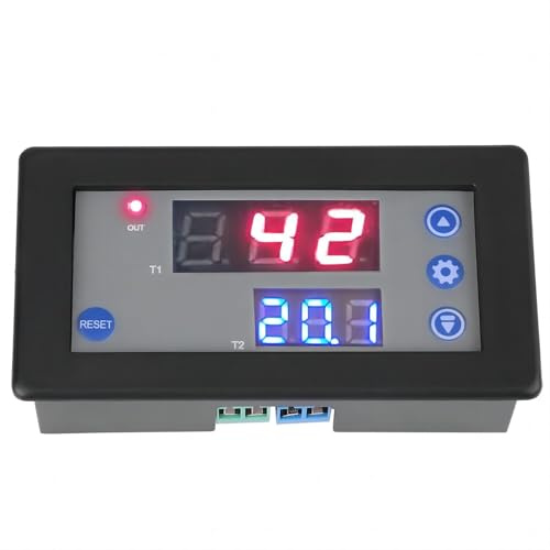 VIFER Zeitverzögerungsrelais, 12 V, Timer-Modul, digital, LED, doppelte Anzeige, Timer-Relais, Zeitverzögerungsmodul, Zyklustimer