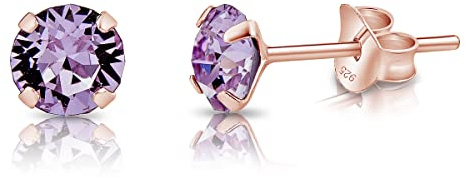Orecchini a Perno - Orecchini Donna Oro Rosa - Orecchini Viola - Orecchini Punto Luce Argento 925 Placcati Oro Rosa - Orecchini Piccoli Oro - Orecchini Colorati