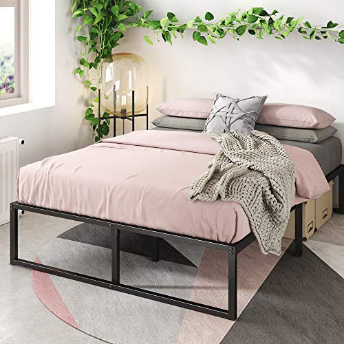 ZINUS Lorelai 36 cm Sommier plateforme métallique | Support de lattes en acier | Espace de rangement sous le lit | Assemblage facile | 140 x 190 cm | Noir