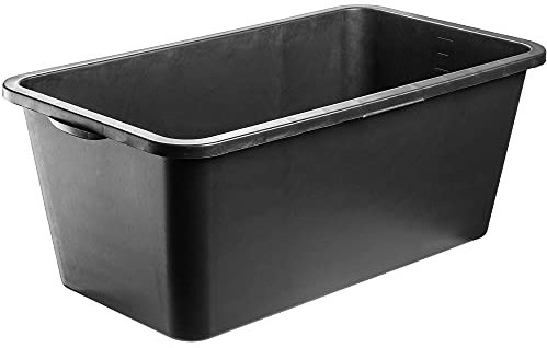 Box di mortaio Kadax, vasca di mortaio per cantiere, vasca a cemento quadrato in plastica, scatola di mortaio nero, secchio in cemento stabile con manici, carreggiata, secchio da costruzione (60L)
