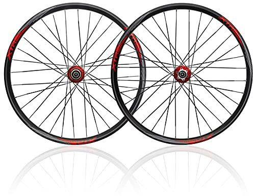 MTB Radsatz 26/27,5/29inch Mountainbike Vorderrad & Hinterrad Rad Durch Die Achse Scheibenbremse Rennrad Matt 8 9 10 11 Fach 32 Loch QR (Color : Red, Size : 29 inch)